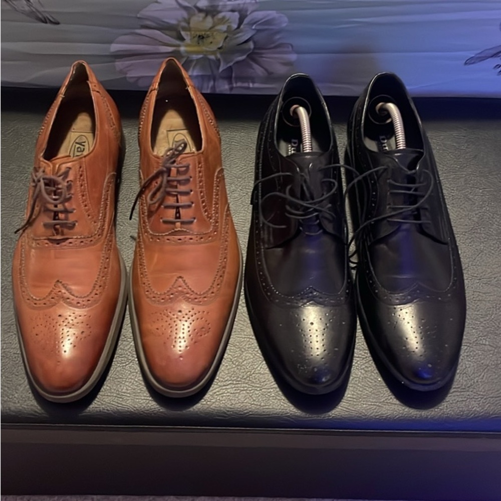 Classic Tan and Black Leather Oxfords